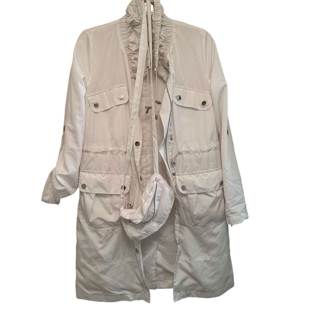 Black Rivet white rain coat - size s